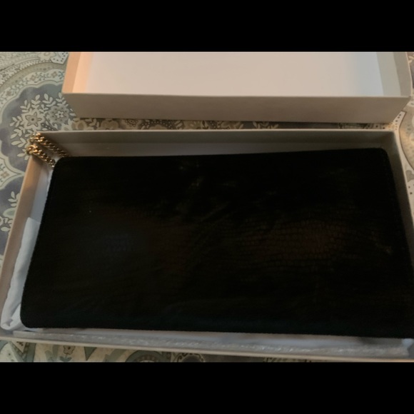 Jimmy Choo Clutch Bag. Black Lizard printed velvet. - Picture 6 of 16